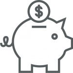 Illustration of a piggy bank with a dollar sign on top, symbolizing savings or financial planning for gutter cleaning services.